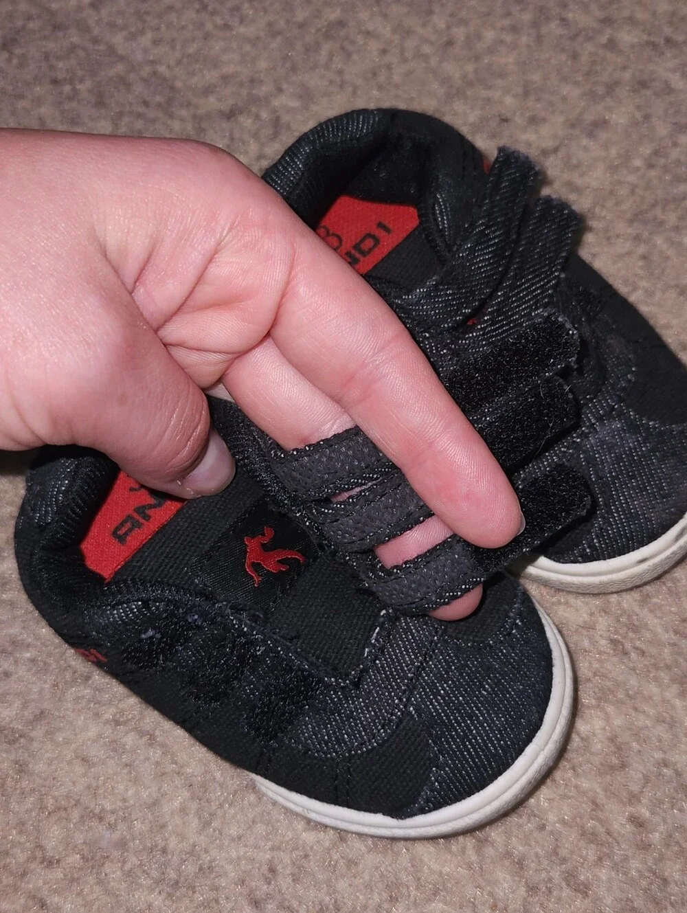 And1 Baby Boy Girl Red Black Triple Strap Closure Fashion Sneakers Walking Shoe